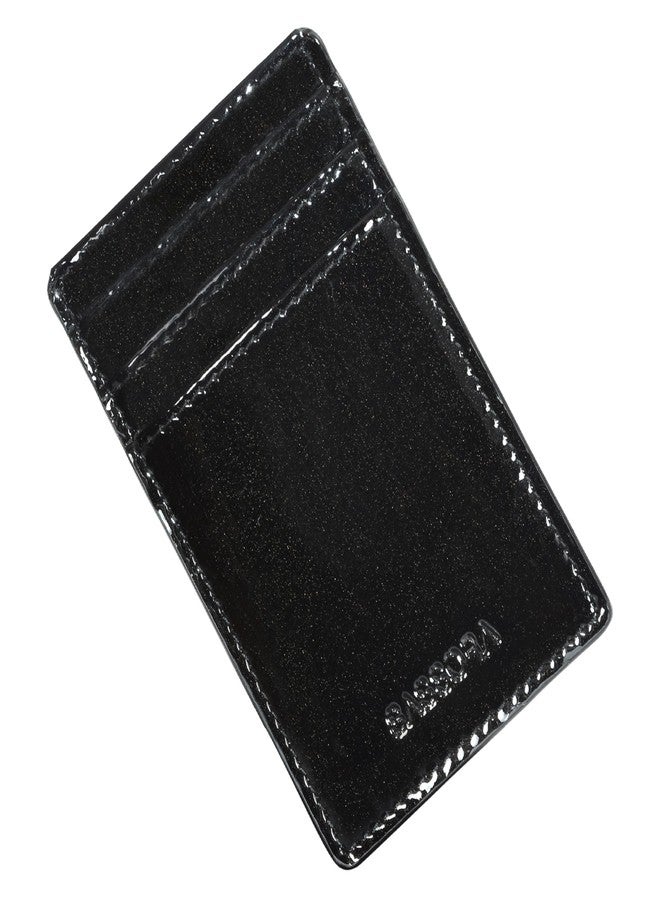 Sassora Premium Patent Leather Unisex RFID Money Clip (Black) - Image 5