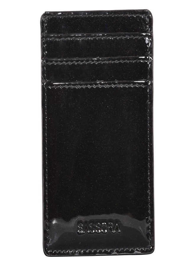Sassora Premium Patent Leather Unisex RFID Money Clip (Black) - Image 1