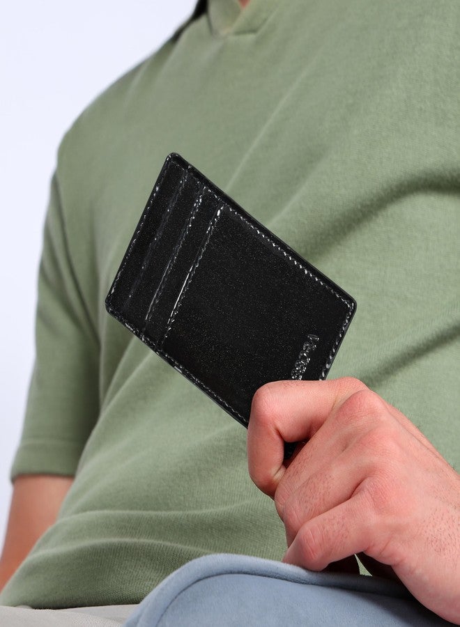 Sassora Premium Patent Leather Unisex RFID Money Clip (Black) - Image 4