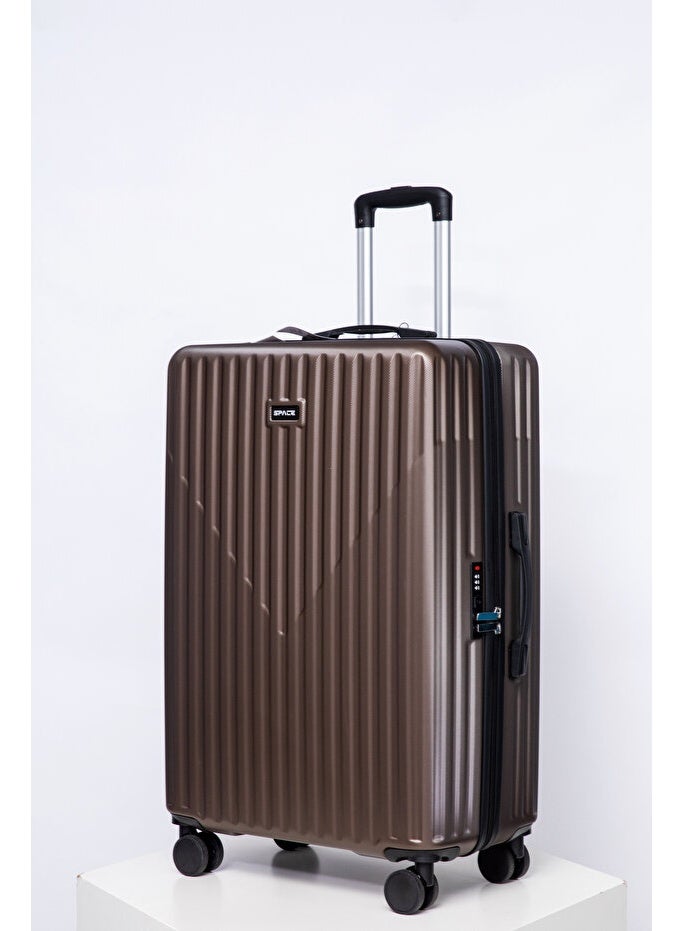 سبيس مجموعة حقائب سفر من 3 قطع، بجوانب صلبة وعجلات دوارة، وخفيفة الوزن من مادة ABS، مناسبة للسفر، 28/24/2020 - لون بني - Image 2