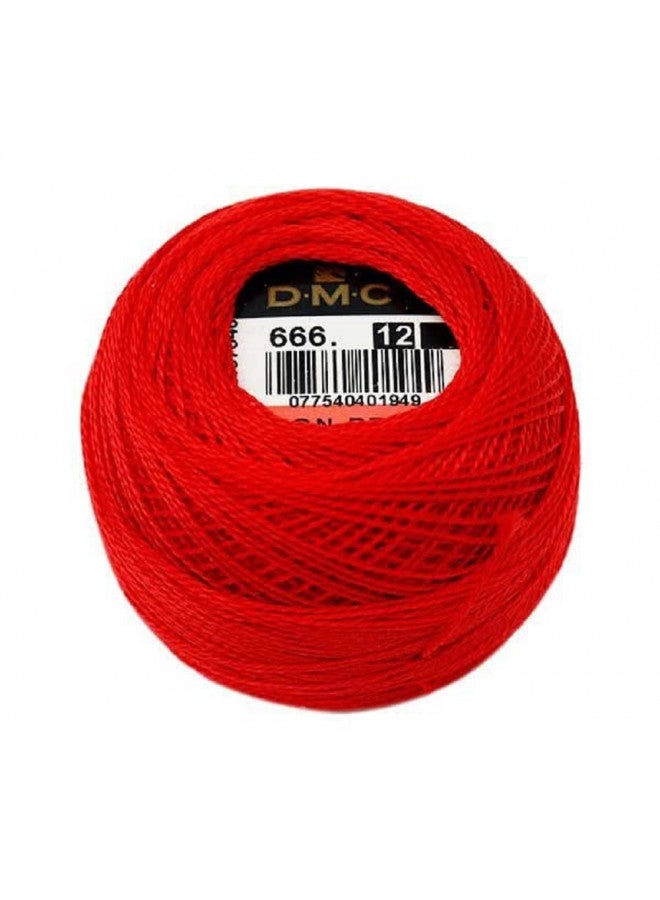 DMC 116 12-666 Pearl Cotton Thread Balls, Bright Red, Size 12 - Image 1