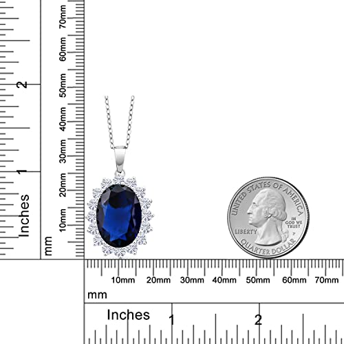 Gem Stone King 13.00 Cttw Blue Simulated Sapphire Pendant Necklace For Women | 925 Sterling Silver | Oval 13X18MM | Fine Jewelry Gifts for Her Mom Women Wife | With 18 Inch Silver Chain - Image 4