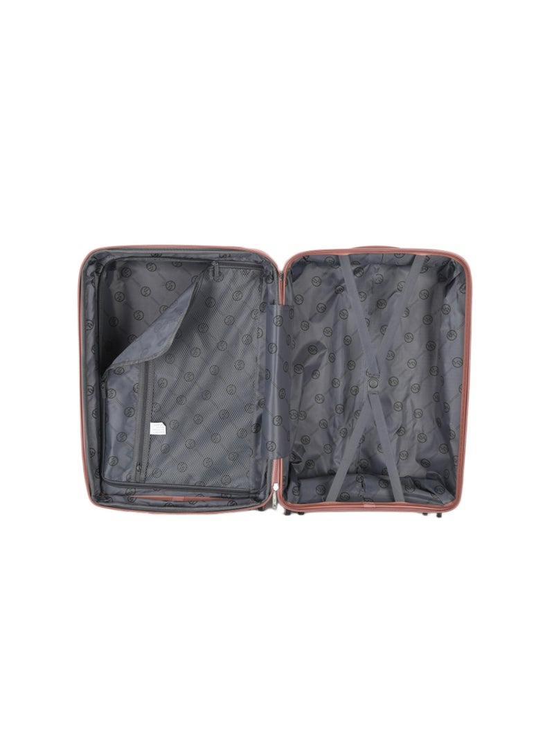 اتش تي حقيبة سفر H.T Checked Luggage - حقائب سفر متينة ذات غلاف صلب مزودة بعجلات دوارة ومقبض تلسكوبي وسحابات مضادة للسرقة (84 لترًا، حقيبة سفر خفيفة الوزن) (ذهبي وردي، مقاس متوسط ​​24 بوصة) - Image 5