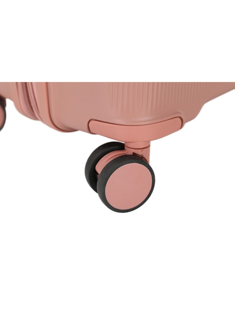 اتش تي حقيبة سفر H.T Checked Luggage - حقائب سفر متينة ذات غلاف صلب مزودة بعجلات دوارة ومقبض تلسكوبي وسحابات مضادة للسرقة (84 لترًا، حقيبة سفر خفيفة الوزن) (ذهبي وردي، مقاس متوسط ​​24 بوصة) - Image 4