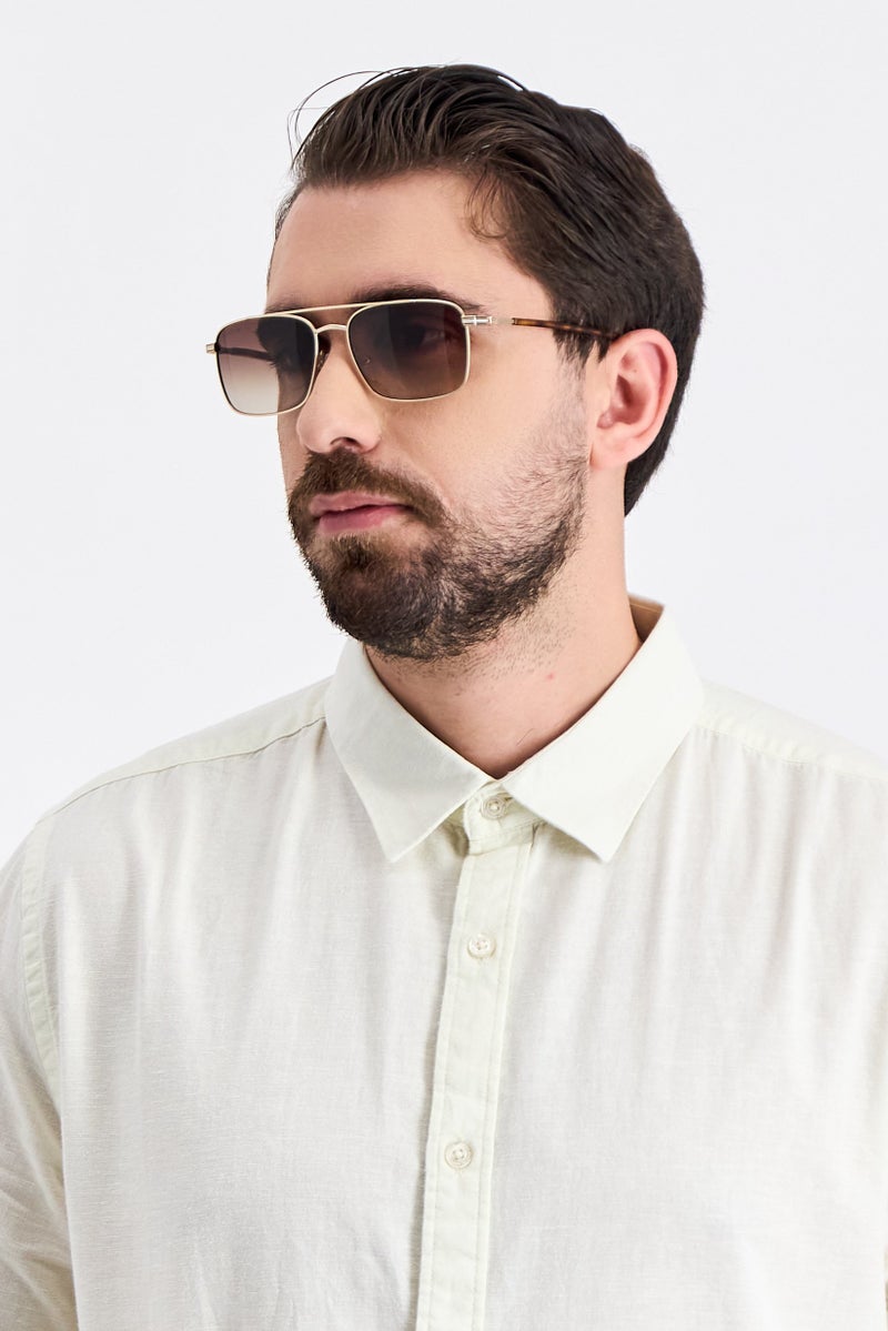 LACOSTE Men L264S Rectangular Sunglasses, Gold - Image 2