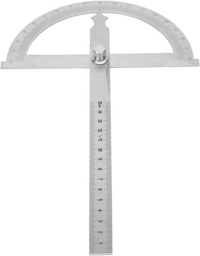 Stainless Steel Angle Finder Protractor With Ruler 150x200mm Locking Nut For Students - Image 1