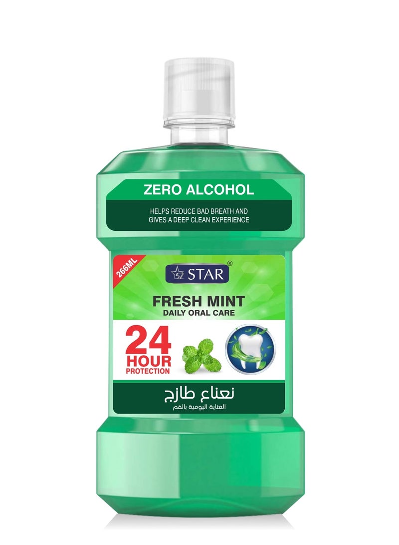 SZ Star Fresh Mouthwash – Fresh Mint Flavour for Long-Lasting Fresh Breath & Oral Hygiene | Fights Bad Breath, Plaque & Bacteria | Gentle & Alcohol-Free | Daily Use for Sensitive Mouths | 266ml - Image 1