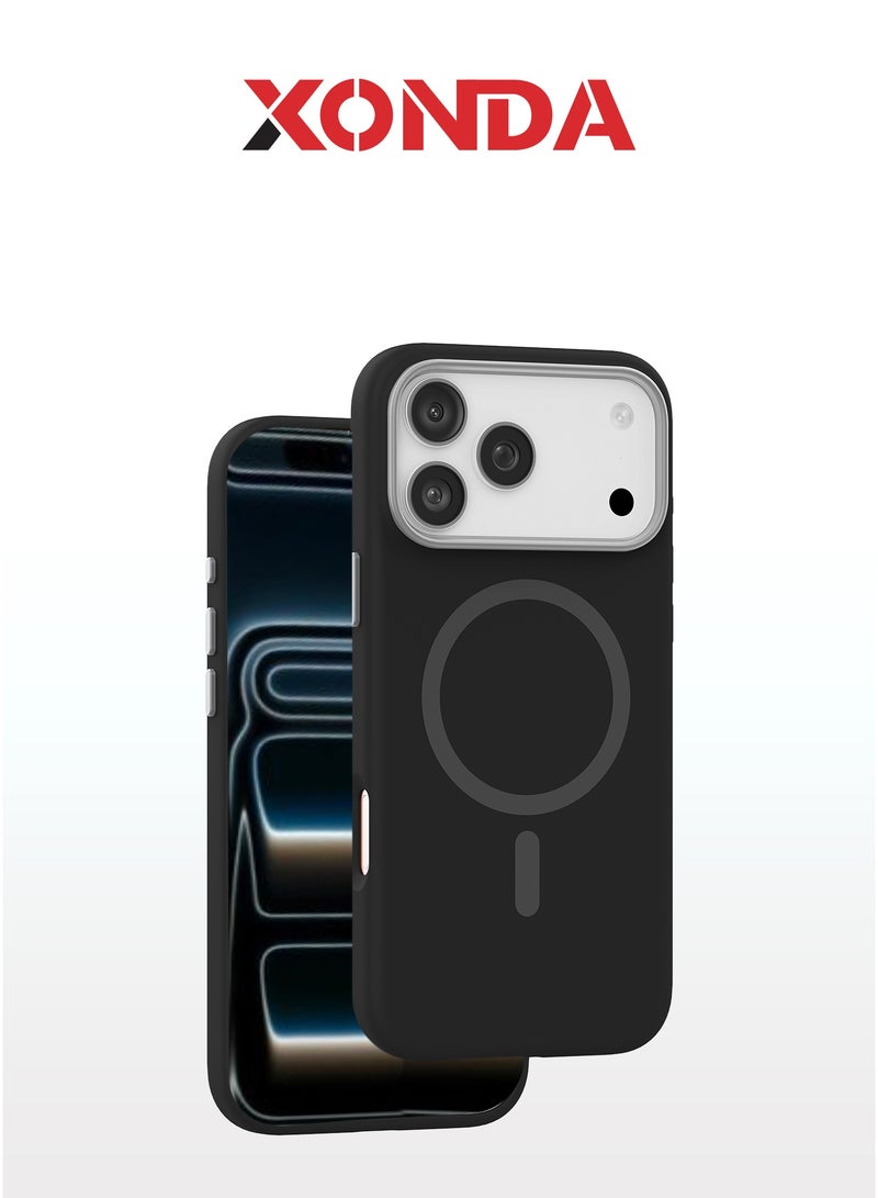 Xonda Pure iPhone 17 Pro Max MagSafe Case Black - Microfiber lining for scratch protection, raised metal camera bezel for lens protection, fingerprint-resistant layer, MagSafe compatible wireless charging. - Image 1