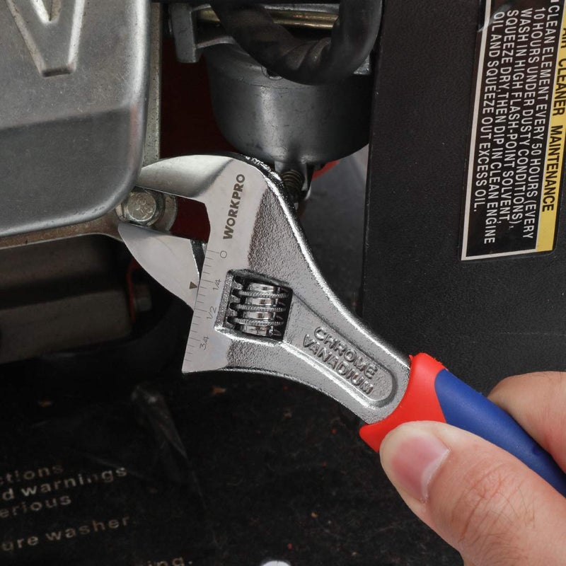 WORKPRO 3-piece Adjustable Wrench Set CR-V with Rubberized Anti-Slip Grips 10-inch, 8-inch, 6-inch - Image 4
