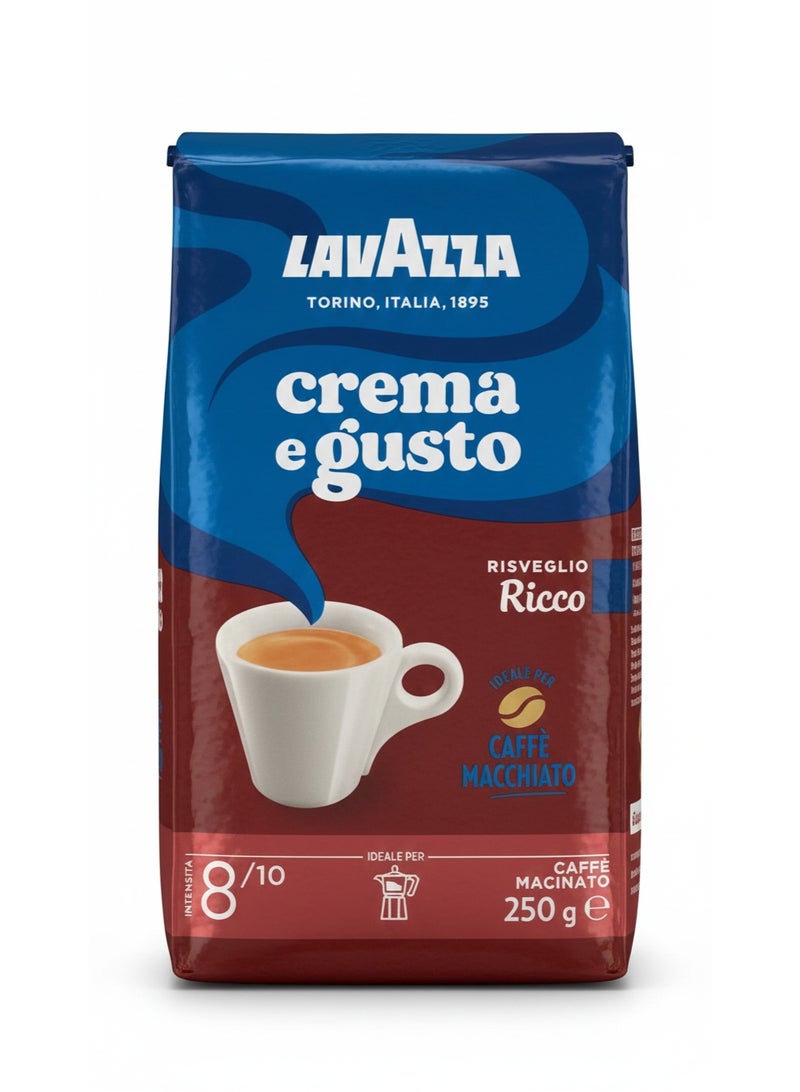 Lavazza Premium Italian Espresso Crema e Gusto Ricco Ground Coffee 250G