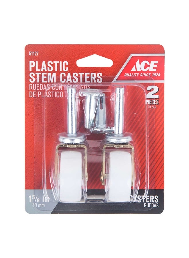 ACE 2-Piece Plastic Stem Caster Silver and White 40mm 51127/9055