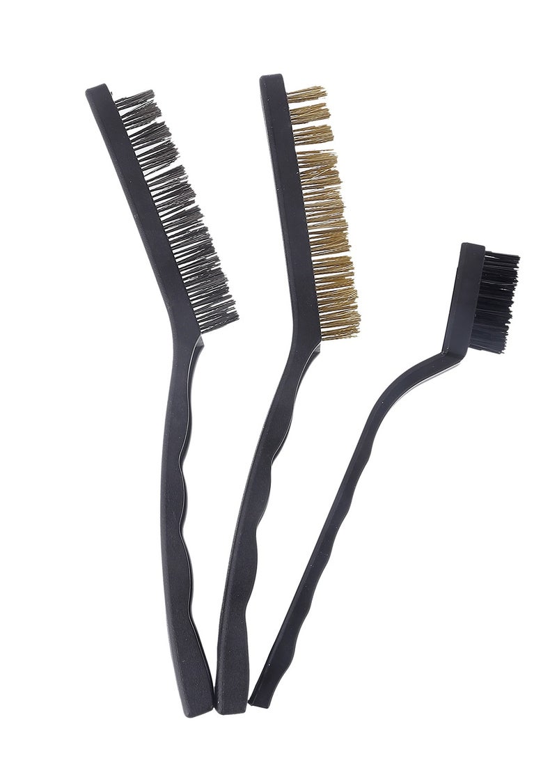BMB tools Steel Wire Brush Set - 3 piece - Curved Handle Masonry Abrasive Brushes Metal cleaning Rust removal Welding slag removal Paint removal General cleaning brush Grinding brush Scratch Brush  - Image 1