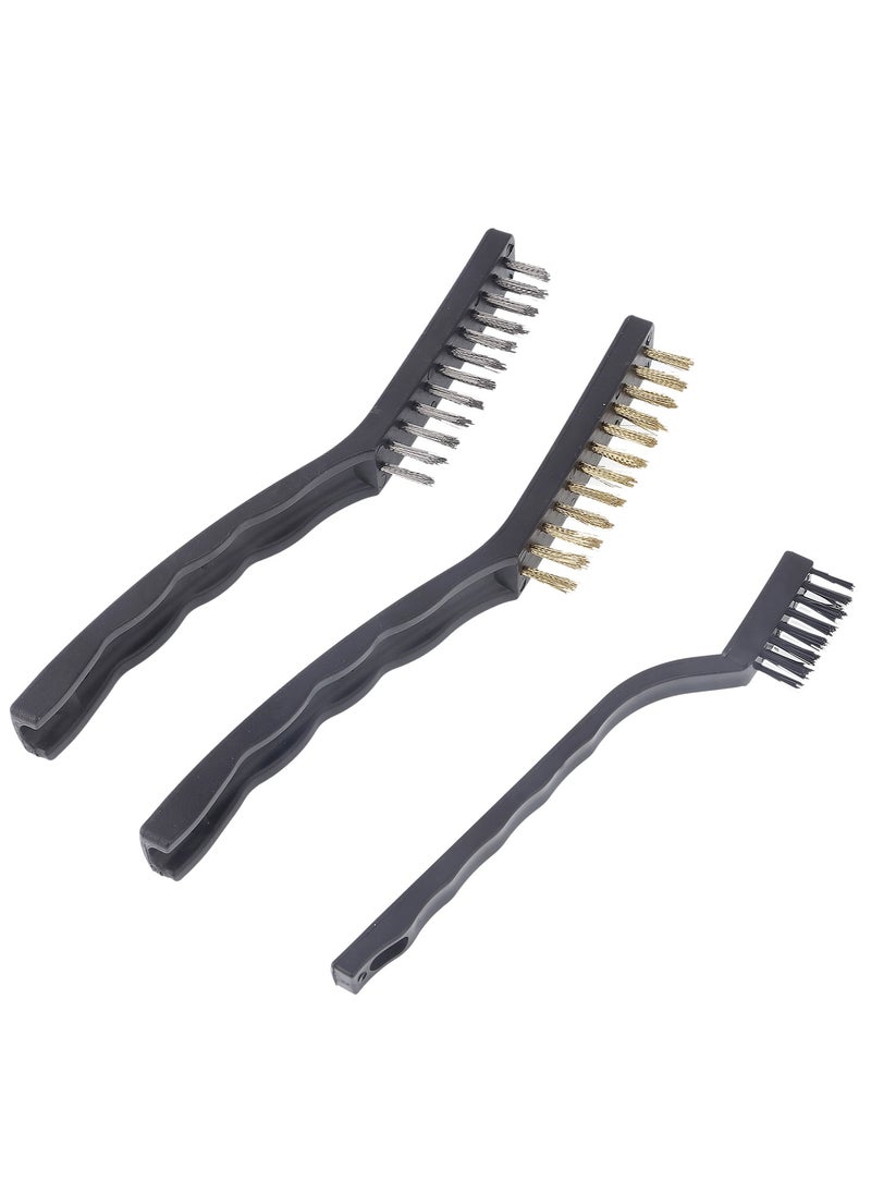 BMB tools Steel Wire Brush Set - 3 piece - Curved Handle Masonry Abrasive Brushes Metal cleaning Rust removal Welding slag removal Paint removal General cleaning brush Grinding brush Scratch Brush  - Image 2