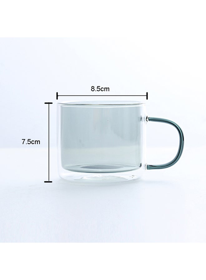 Double Glass Cup With Handle Grey 8.5x8.5x7.5cm - Image 4