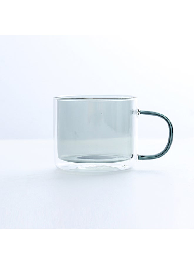 Double Glass Cup With Handle Grey 8.5x8.5x7.5cm - Image 2