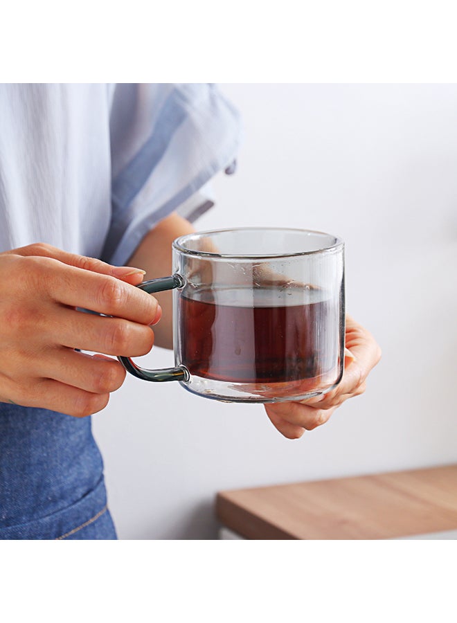 Double Glass Cup With Handle Grey 8.5x8.5x7.5cm - Image 5