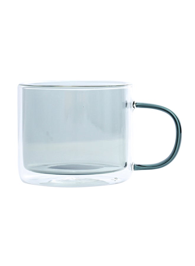 Double Glass Cup With Handle Grey 8.5x8.5x7.5cm - Image 1