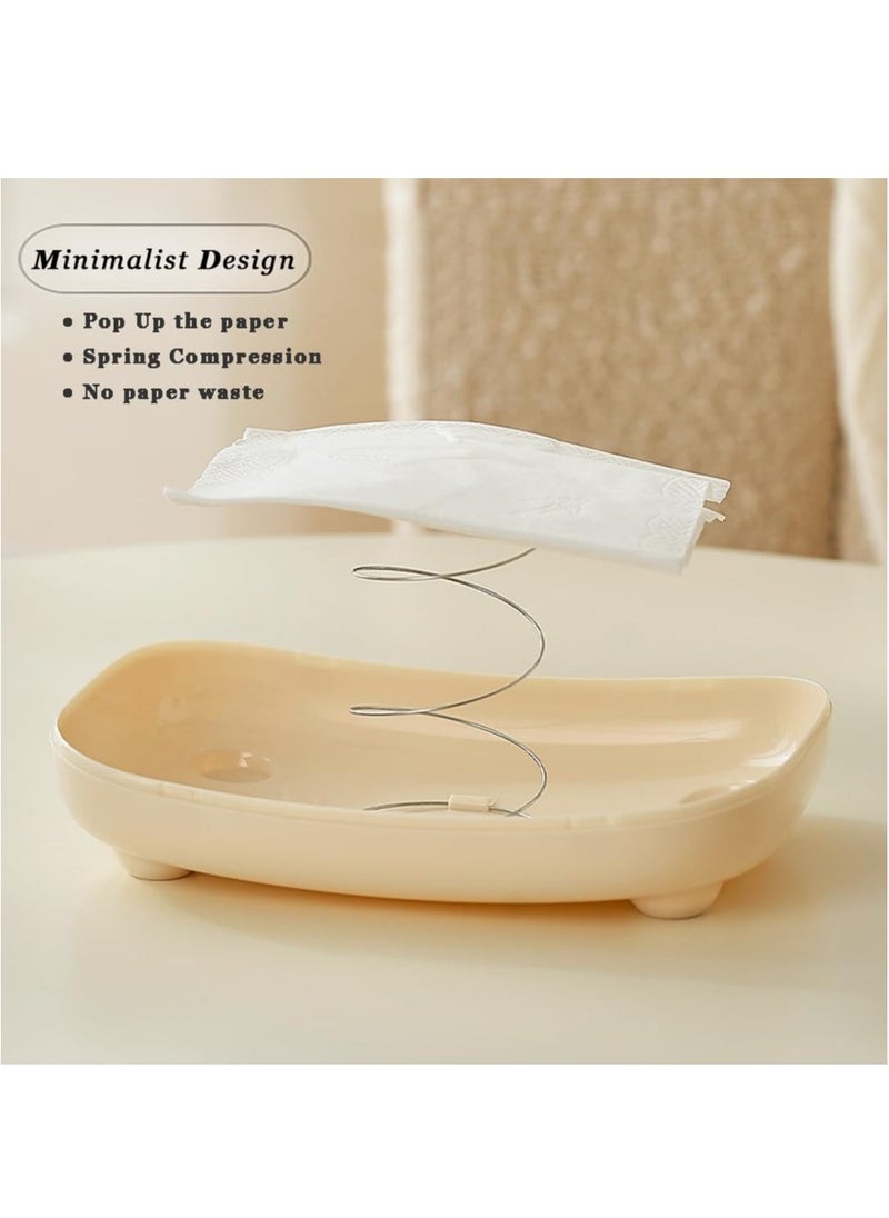 KASTWAVE Minimalists Tissue Box Cover Square Napkin Organizer With Rabbit Spring Loaded Decorative Tissue Box Holder Tabletop Multi Functional Tissue Holder Dispenser Kitchen Organization Accessory Paper Towel  - Image 4