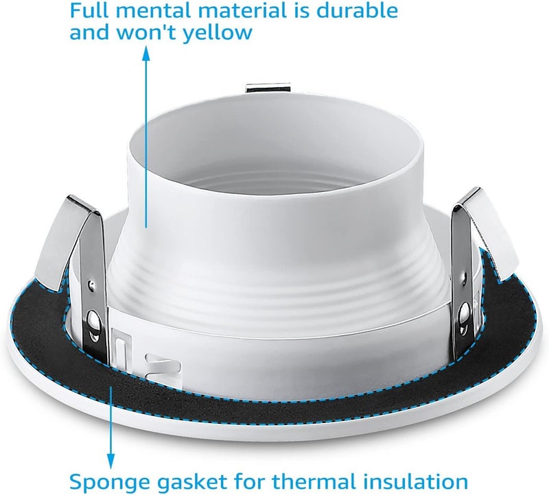 TORCHSTAR 12-Pack 4 Inch Classic White Recessed Light Trim, Metal Can Light Trim, Step Baffle with Ring, Fit Halo/Juno Remodel Recessed Housing, 4 Inch Trim for PAR16, PAR20, BR20, White - Image 5