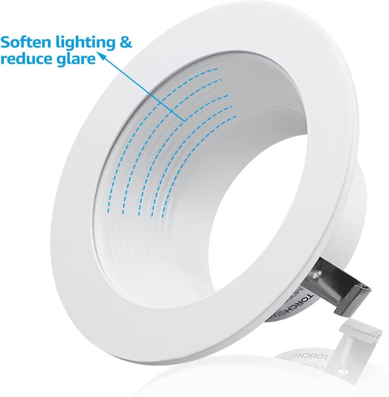 TORCHSTAR 12-Pack 4 Inch Classic White Recessed Light Trim, Metal Can Light Trim, Step Baffle with Ring, Fit Halo/Juno Remodel Recessed Housing, 4 Inch Trim for PAR16, PAR20, BR20, White - Image 4