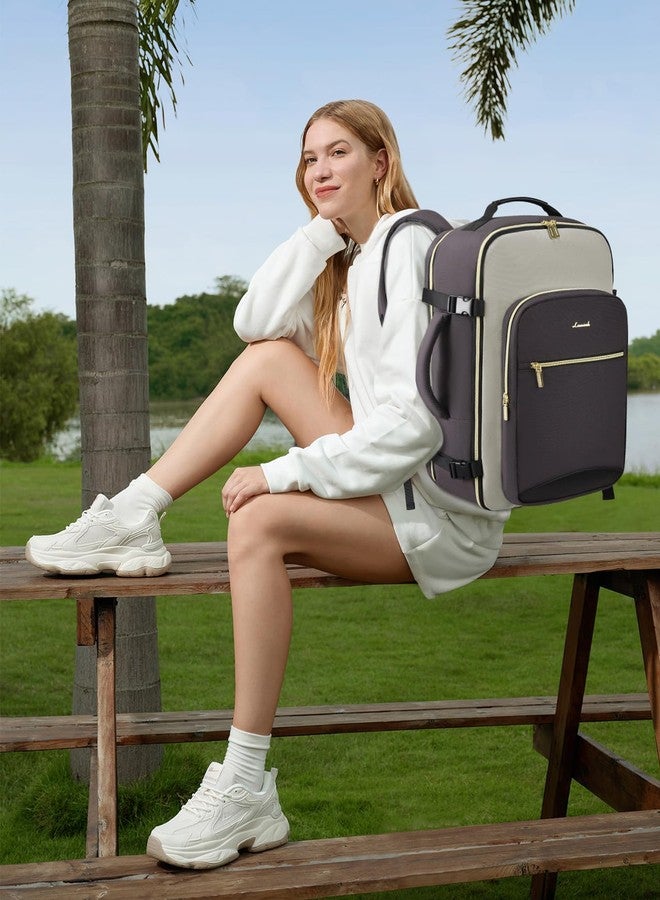 LOVEVOOK Carry on Backpack Personal Item Travel Bag for Women Men, Dark Grey-light Grey-black, 40L-4Pcs, Travel Backpacks - Image 2