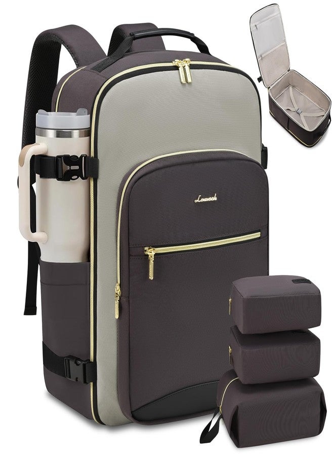 LOVEVOOK Carry on Backpack Personal Item Travel Bag for Women Men, Dark Grey-light Grey-black, 40L-4Pcs, Travel Backpacks - Image 1