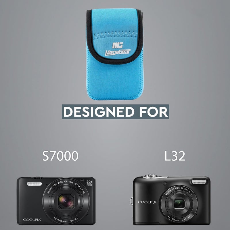 MegaGear Nikon Coolpix S7000, L32 Ultra Light Neoprene Camera Case, with Carabiner - Blue - MG776 - Image 5