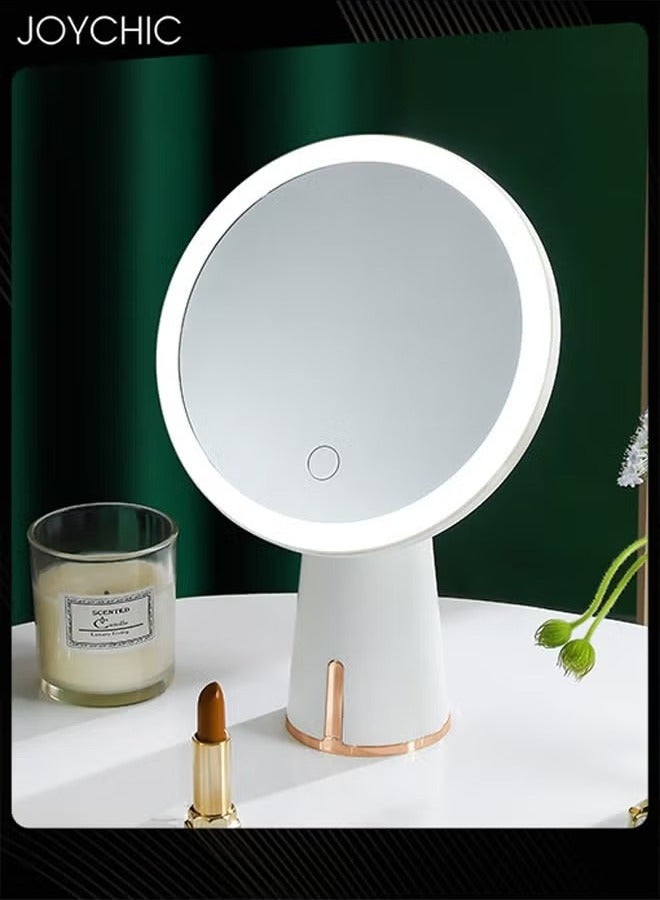 Joychic Women Luxury Multifunctional Makeup Mirror LED Table Lamp Home Small Student Dormitory Desktop Lighted Makeup Comb Makeup Mirror  - Image 1