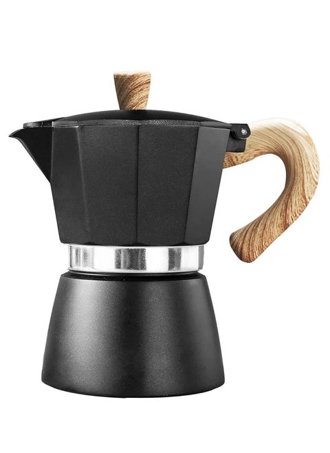 Moka Pot Coffee Maker – For Brewing Espresso – Made of Pure Aluminum – 3-Cup Capacity (150ml) – Stylish black Color with a Modern Design
