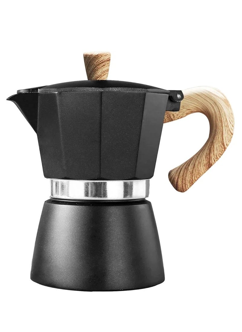 Generic - Moka Pot Coffee Maker – For Brewing Espresso – Made of Pure Aluminum – 3-Cup Capacity (150ml) – Stylish black Color with a Modern Design - Image 1
