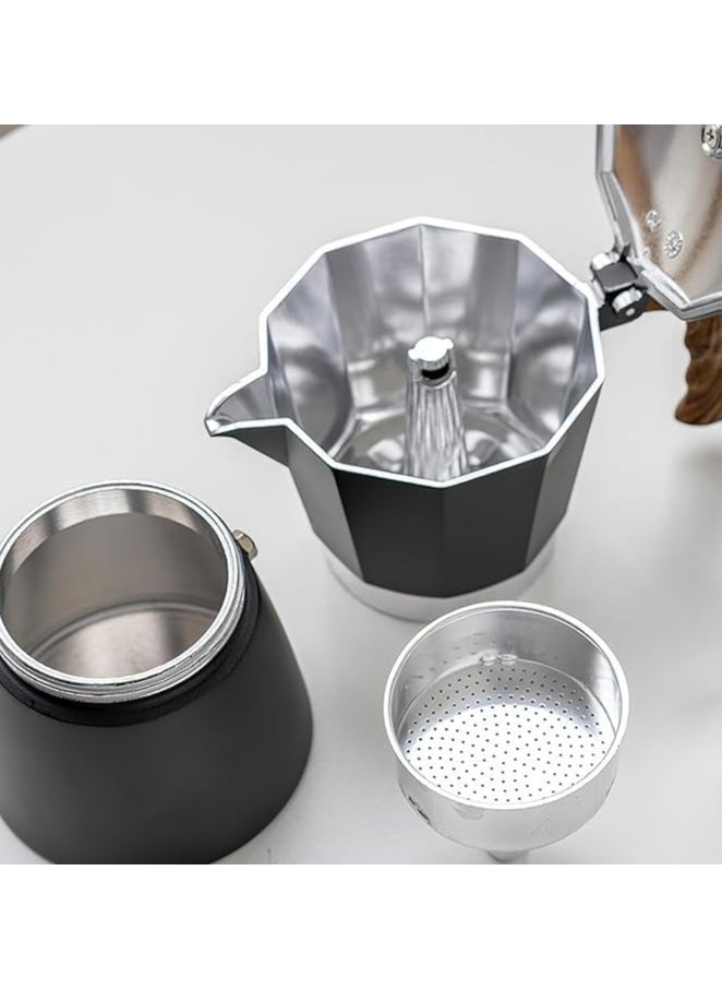 Generic - Moka Pot Coffee Maker – For Brewing Espresso – Made of Pure Aluminum – 3-Cup Capacity (150ml) – Stylish black Color with a Modern Design - Image 1