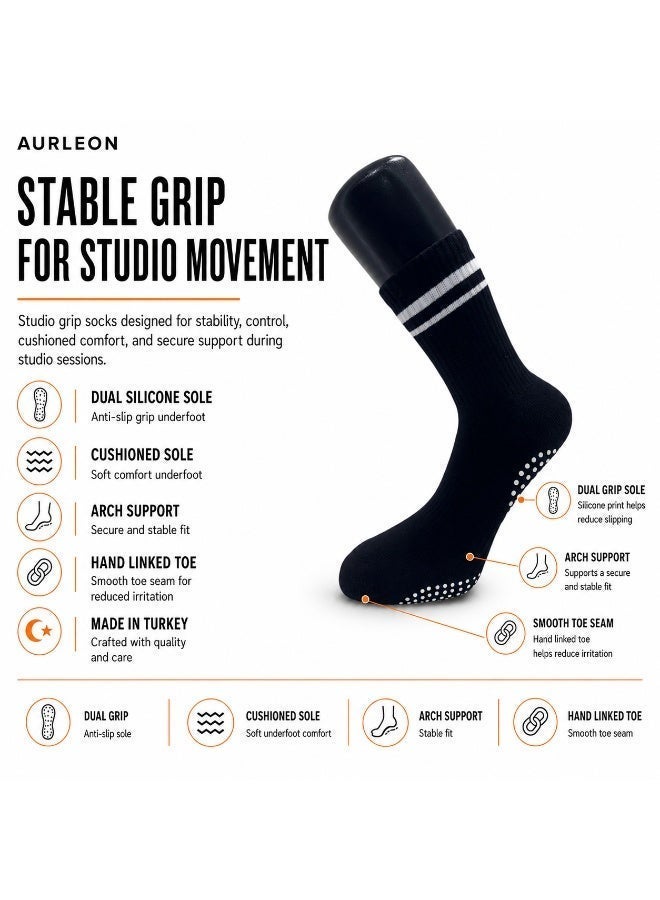 Aurleon 78% Cotton Pilates & Yoga Grip Socks – 1 Pair - Image 2