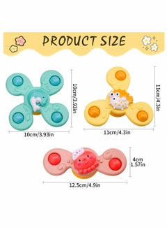 Generic Baby Cup Spinner Toy with Suction Cup 3 Pack Baby Bath Toys Spinner Toys Cartoon Spinning Suction Toys Lovely Gift for Baby and Children  - Image 2