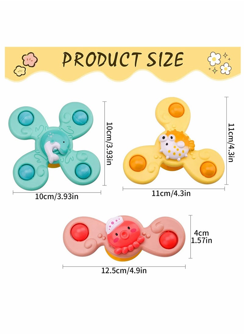 Generic - Baby Cup Spinner Toy with Suction Cup 3 Pack Baby Bath Toys Spinner Toys Cartoon Spinning Suction Toys Lovely Gift for Baby and Children - Image 1