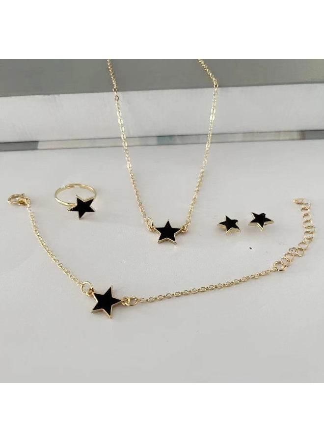 Goolsky طقم هدايا مجوهرات ساعة نسائية - ساعة كوارتز بحزام جلد فاخر مع سوار، قلادة، أقراط وخاتم (5 قطع) - Image 3