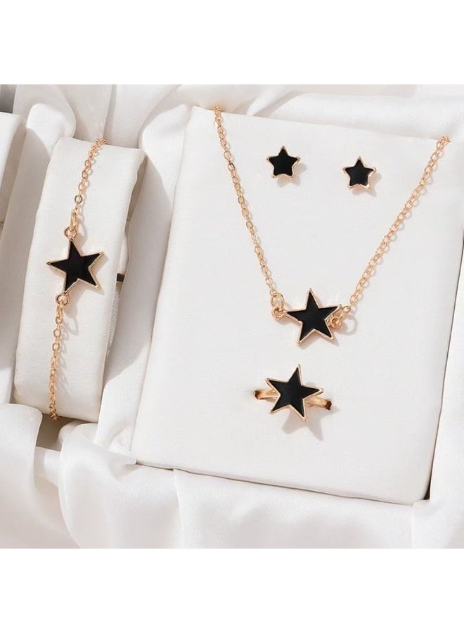 Goolsky طقم هدايا مجوهرات ساعة نسائية - ساعة كوارتز بحزام جلد فاخر مع سوار، قلادة، أقراط وخاتم (5 قطع) - Image 2