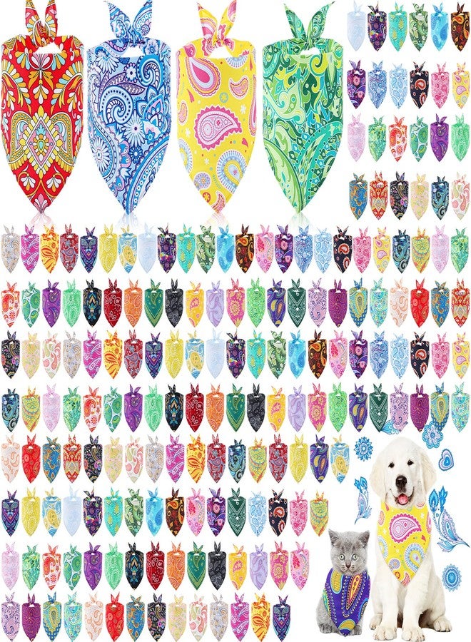 Locmeo 200 Pcs Paisley Dog Bandana Bulk, Colorful Triangle Bibs Pet Scarves for Small Medium Large Pets Western Cowboy Bandanas Accessories for Girl Boy Puppy Cat Grooming Costume Party - Image 1
