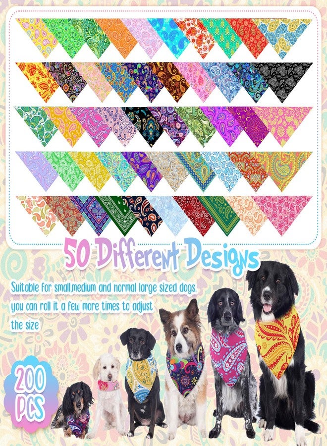 Locmeo 200 Pcs Paisley Dog Bandana Bulk, Colorful Triangle Bibs Pet Scarves for Small Medium Large Pets Western Cowboy Bandanas Accessories for Girl Boy Puppy Cat Grooming Costume Party - Image 4