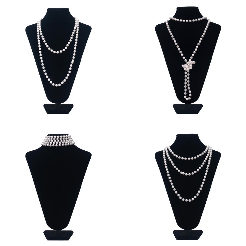 GHGMAO 1920s Pearl Jewelry Set - Long Pearl Necklace and Earring Set, Multilayer Pearls Bracelet - Flapper Accessories for Women (Elegant) - Image 4