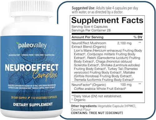 Paleovalley NeuroEffect - Neuro Mushroom Coffee Nutritional Supplement for Focus, Memory, and Energy Support - 28-Day Supply - 8 Full Spectrum Mushroom and Whole Coffee Fruit Extracts - Image 2