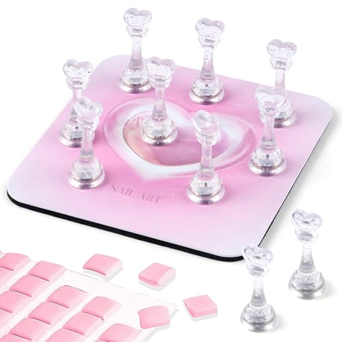 ANGNYA Nail Stand for Press Ons Fake Nail Holder for Painting Nails Super Magnetic Base for Painting Display Holder with Reusable Mounting Tapes for Home DIY Salon Supplies - Image 1