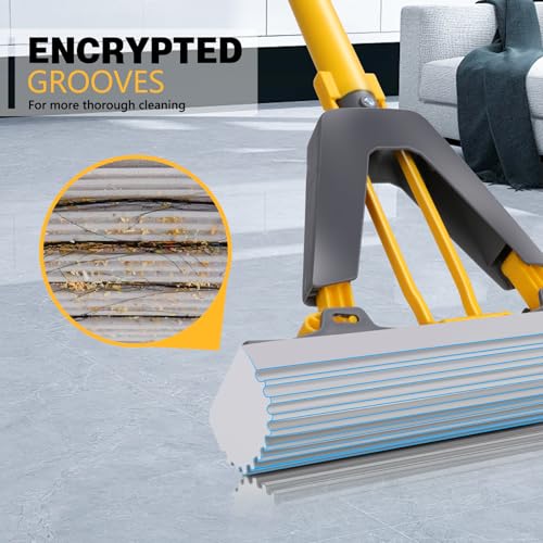 Masthome Sponge Mop,Roller Sponge Mop with 3 Absorbent PVA Mop Refills,Self Squeeze Sponge Mops and Stainless Steel Handle,PVA Sponge Mops for Floor Cleaning - Image 2