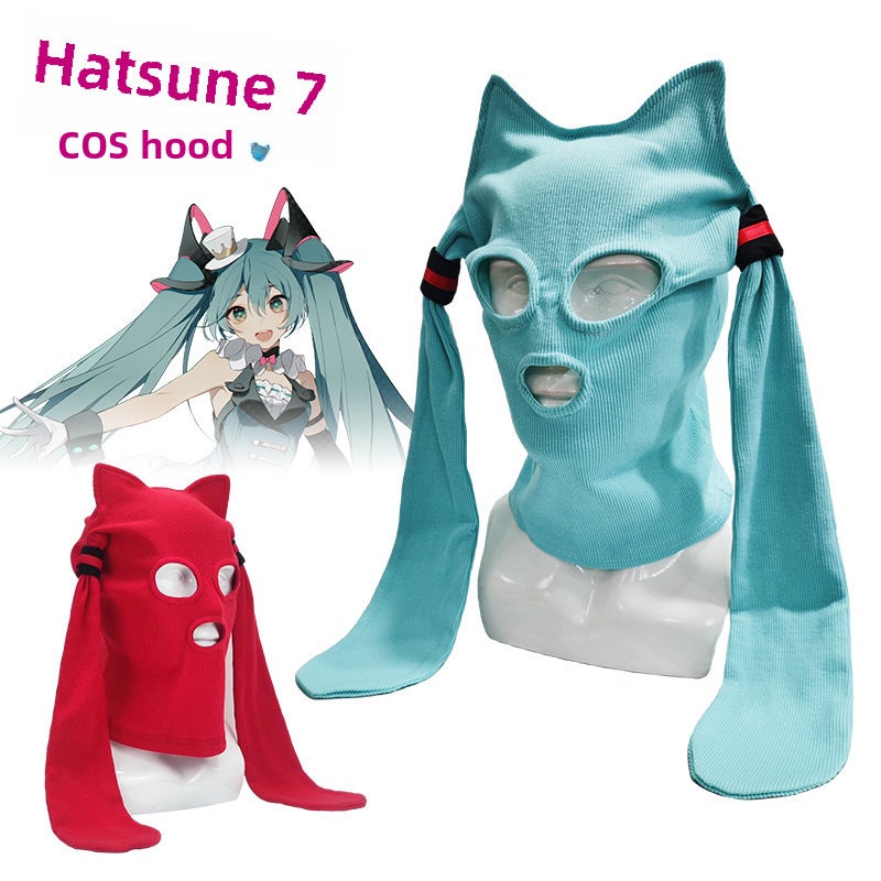 Cycling Face Mask Blue-Red Color Match Dust & Debris Protection - Miku-Inspired Cosplay Style Unisex Mask for Outdoor Cyclists - Image 2
