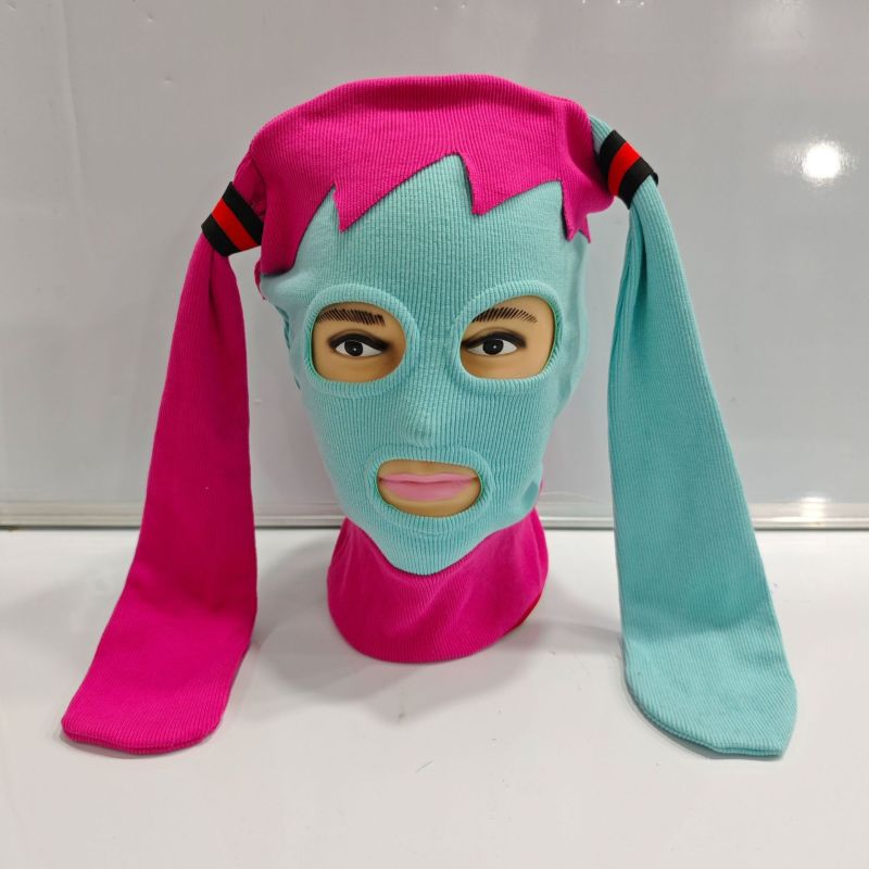 Cycling Face Mask Blue-Red Color Match Dust & Debris Protection - Miku-Inspired Cosplay Style Unisex Mask for Outdoor Cyclists - Image 1