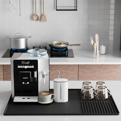 WUDIALIEN Silicone Coffee Mat with Raised Edges, , 24'' x 16'', Bar Mat for Countertops, Bar Accessories, Coffee Maker Mat, Espresso Machine, Dish Drying Mat (BLACK) - Image 4