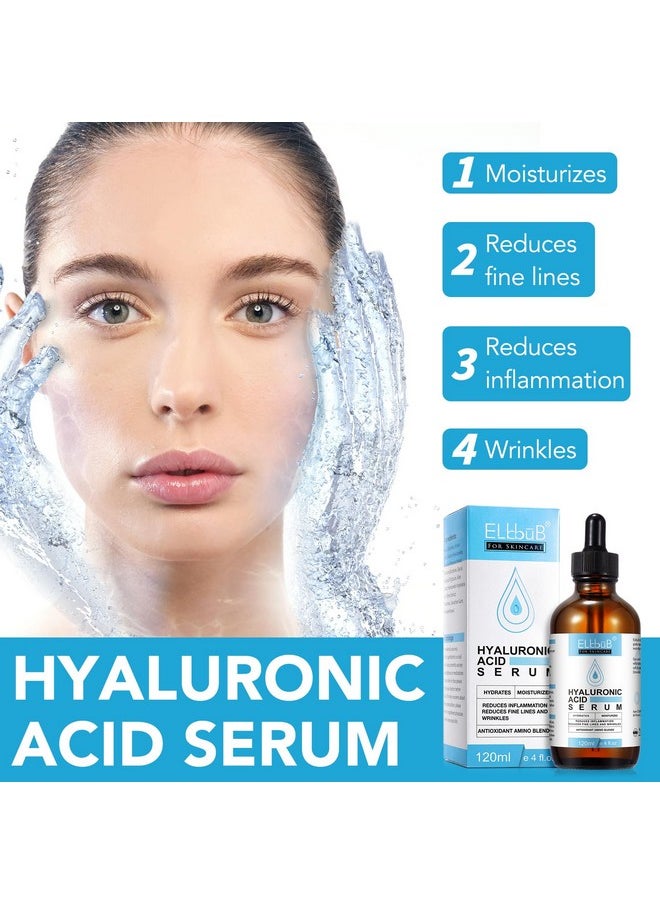 ELBBUB - Hyaluronic Acid Serum For Face 120Ml Antiaging Moisturizing Wrinkle Serum For Erasing Fine Lines And Wrinkles Soft Hydrating Easy Absorption Anti Aging Serum - Image 1