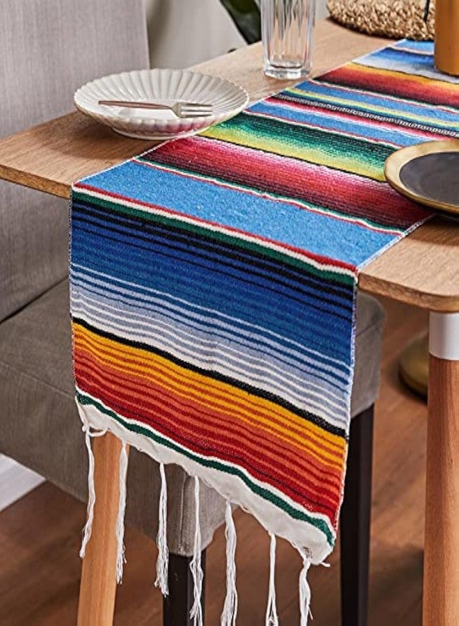 Hovico Mexican Table Runner, 14 x 84 Inch Mexican Serape Table Runner, Woven Table Runner for Mexican Party Wedding Decorations Outdoor Picnics Dining Table Birthday Parties (Lake Blue)¡­ - Image 1