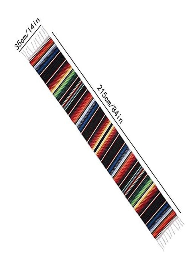 Hovico Mexican Table Runner, 14 x 84 Inch Mexican Serape Table Runner, Woven Table Runner for Mexican Party Wedding Decorations Outdoor Picnics Dining Table Birthday Parties (Lake Blue)¡­ - Image 3