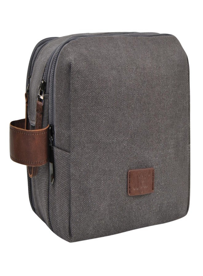 NGIL Traveling Toiletry Bag, Canvas Toiletry Organizer for Women and Men, Cosmetic Case, Skincare, Shaving Kit Organizer Traveling Toiletry Bag (Gray, Medium) - Image 1
