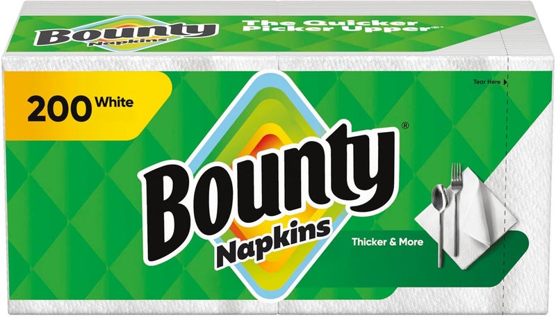 Bounty Paper Napkins, White, 200 Count, Packaging may vary - Image 1